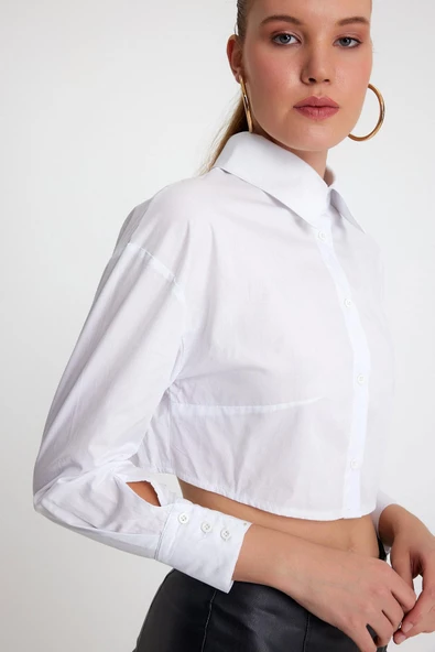 Kadın Regular Fit Gömlek  Beyaz - Resim 2