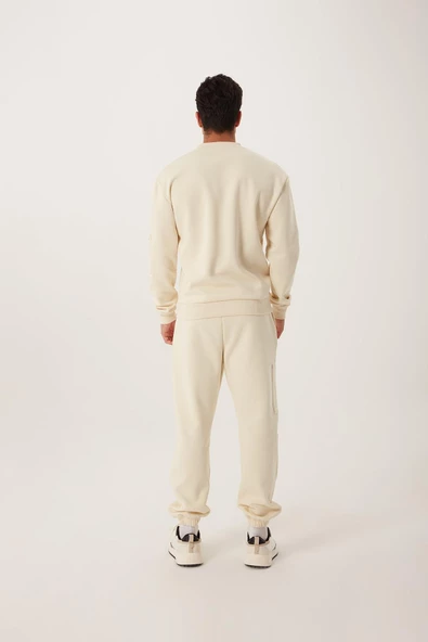 Erkek Fermuar Detaylı Sweatshirt Ekru - Resim 3