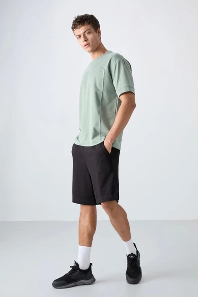 TOMMY LIFE Siyah Pamuklu Kalın Yumuşak Dokulu Comfort Fit Basic Erkek Şort - 81260 ürün görseli 1