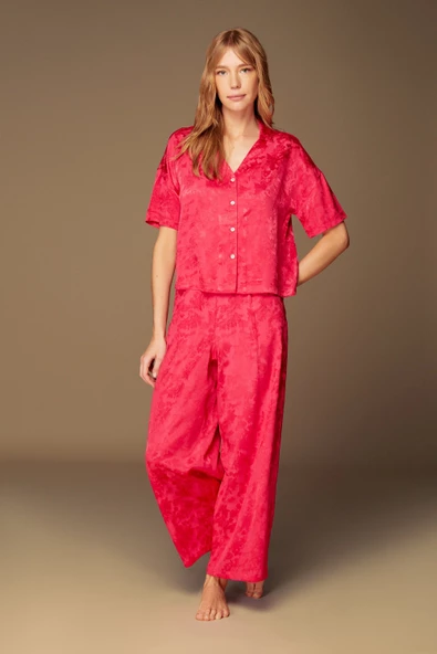 Pijama Takım Pantolon Bluz 1502 - 2'li Set Fuşya ürün görseli 1