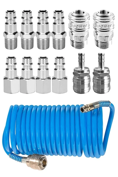 Kompresör Bağlantı Parçaları Hava hortumu bağlantı parçası soket bağlantıları  15 Metre Hortum Set ürün görseli 1