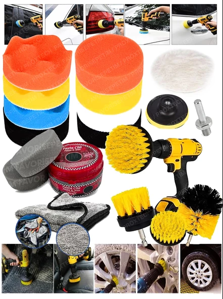Pro18Pcs 115mm Pasta Cila Polisaj Süngeri,Fırça MikrofiberBez,Pastacila Sünger Matkap Parlatma Seti ürün görseli 1