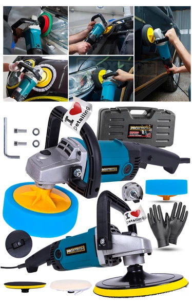 Yüksek Kalite 6 Devirli  Hare Sünger  Setli Zımpara Pasta Cila  Büyük Polisaj Makinesi  Ful Set ürün görseli 1