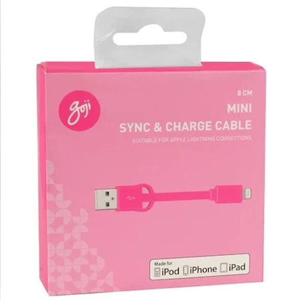 GOJİ FİT 8CM APPLE LİGHTNİNG ŞARJ + VERİ KABLOSU PEMBE ürün görseli 1