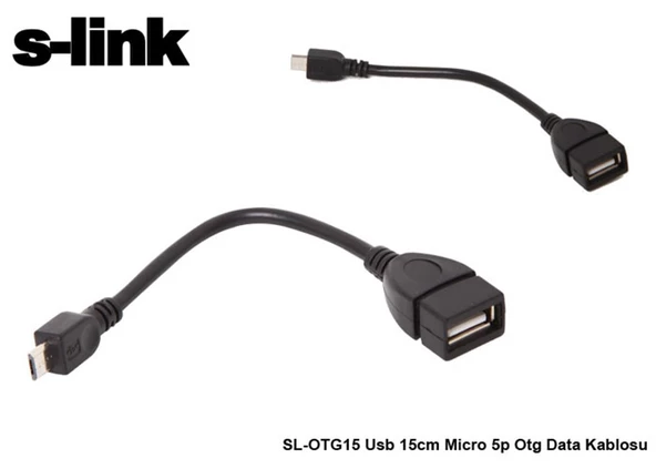 S-LINK SL-OTG15 15CM MICRO USB 5P OTG DATA KABLOSU - Resim 2