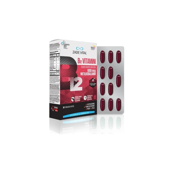 Zade Vital B12 Vitamini 1000 mcg 30 Kapsül ürün görseli 1
