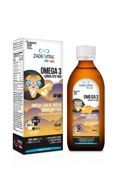Zade Vital Miniza Omega-3 Balık Yağı Ve Çörek Otu Yağı 150 Ml ürün görseli 1