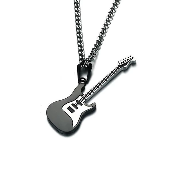 Paslanmaz Çelik Elektro Gitar Kolye Erkek Takı - Resim 3