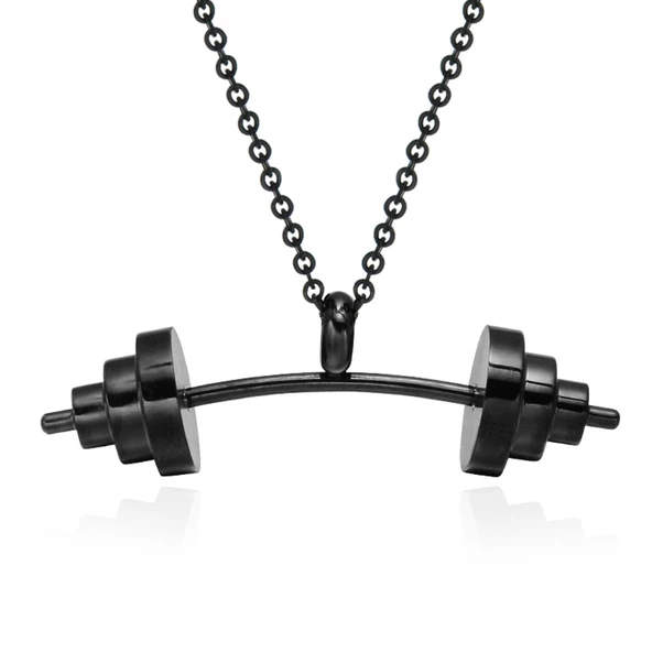Paslanmaz Çelik Sporcu Halter Dambıl Kolye - Resim 4