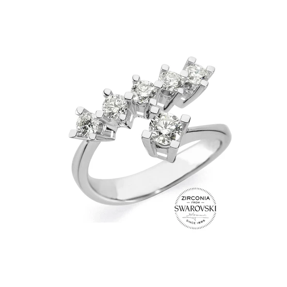 Swarovski Taşlı Birleşik Beştaş Tektaş Gümüş Yüzük Sertifikalı Qr Kodlu ürün görseli 1