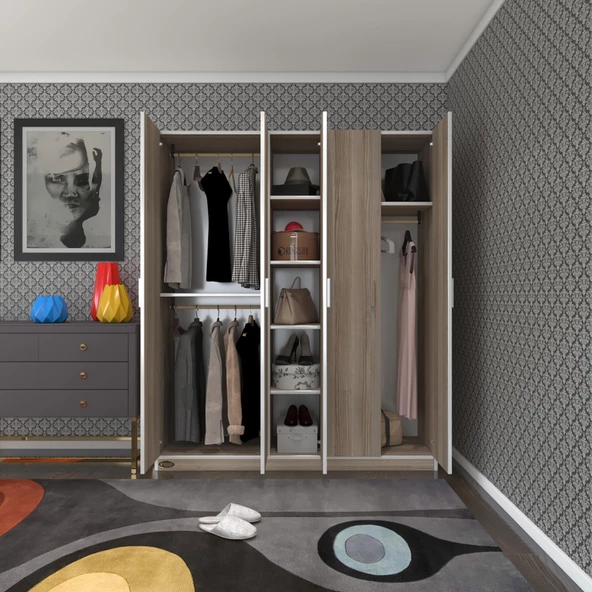 Kenzlife gardırop 5 kapaklı kapılı 150 lilyum crd gardolap dolap ürün görseli 1