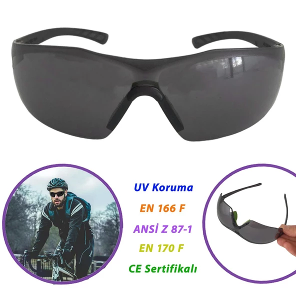 Bisiklet Güneş Gözlüğü Uv Korumalı Silikon Burunlu Rüzgar Koruyucu Bisikletçi Gözlük Füme ürün görseli 1