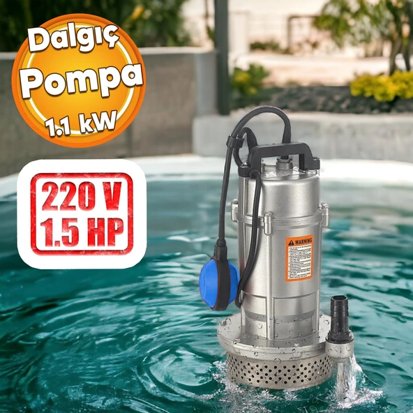 Alüminyum Gövdeli 1.5 Hp Dalgıç Tip Temiz Su Pompası Rainpump 1.1 Kw Monofaze Kuyu Drenaj Boşaltma ürün görseli 1