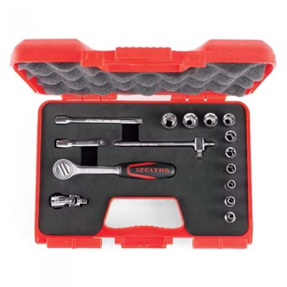 İzeltaş 1107 00 6015 Altı Köşe Lokma Anahtar Takımı 1/4" 15 Parça ürün görseli 1