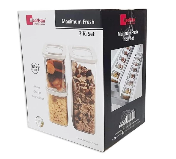 Moonstar maximum fresh üçlü saklama kabı hava sızdırmaz-MAX-SET2 ürün görseli 1