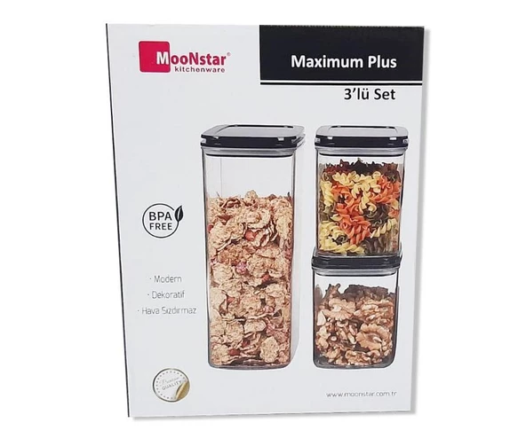 Moonstar maximum plus üçlü saklama kabı hava sızdırmaz-MAXP-SET-2 ürün görseli 1