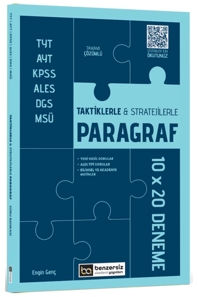 TYT AYT KPSS ALES DGS MSÜ Taktiklerle ve Stratejilerle Paragraf 10 x 20 Deneme Benzersiz Akademi Yayınları ürün görseli 1