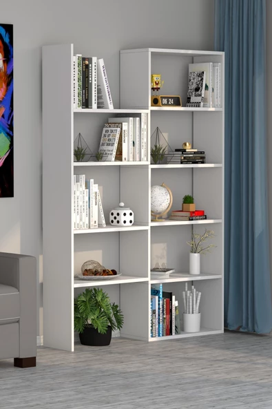 Moonlife Office Dekoratif Kitaplık Beyaz ürün görseli 1