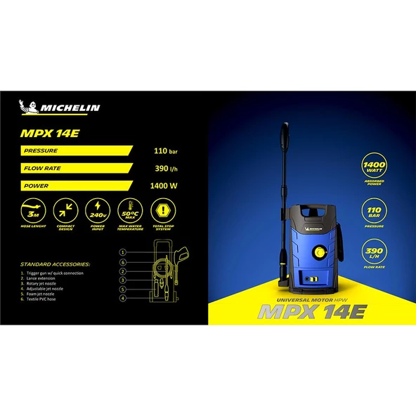 Michelin Mpx14e 1400Watt 110Bar Basınçlı Yıkama - Resim 11