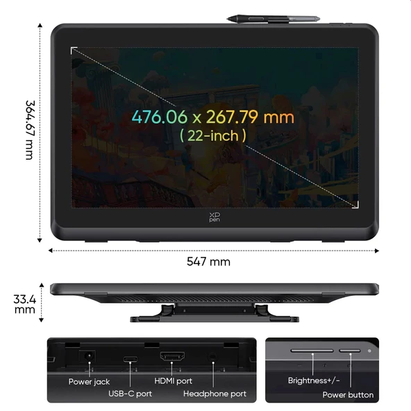 XP-Pen Artist 22 Plus Grafik Ekran Tablet Drawing Display - Resim 3