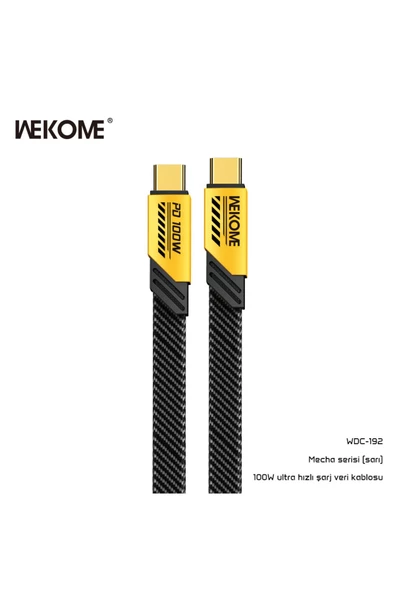 wekome Wdc-192 100w Type-c To Type-c Pd Hızlı Şarj Data Kablo 1 Metre Sarı ürün görseli 1