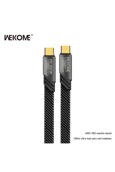 wekome Wdc-192 100w Type-c To Type-c Pd Hızlı Şarj Data Kablo 1 Metre Gri ürün görseli 1