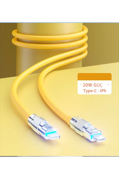 wekome Wdc-187 Type-c To Lightning Pd 20w Hızlı Şarj Data Kablo 1 Metre Sarı ürün görseli 1