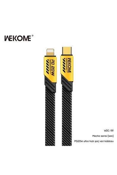 wekome Wdc-191 Type-c To Lightning Pd 20w Hızlı Şarj Data Kablo 1 Metre Sarı ürün görseli 1