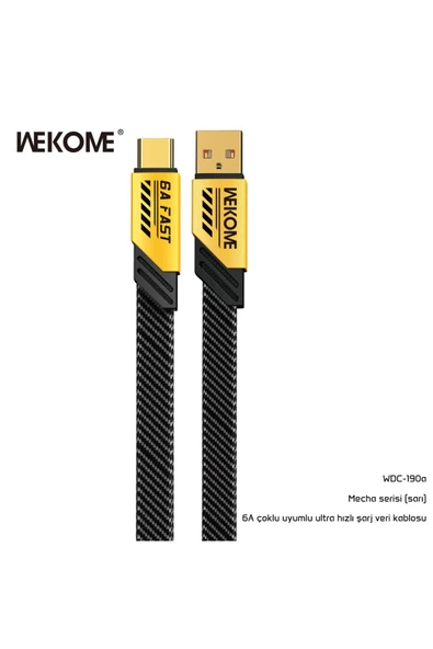 wekome WDC-190a 6A SARI MECHA Usb+Typ-c Veri Aktarım ve Şarj kablosu ürün görseli 1