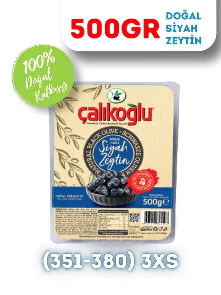 Çalıkoğlu Doğal Gemlik Siyah Zeytin 500 gr (351-380) 3XS ürün görseli 1