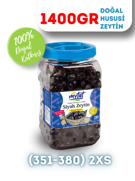 Mytat Doğal Gemlik Hususi Siyah Zeytin 1400 gr (351-380) 2XS ürün görseli 1