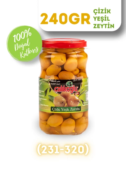 Çalıkoğlu Doğal Çizik Yeşil Zeytin 240 gr (261-290) ürün görseli 1