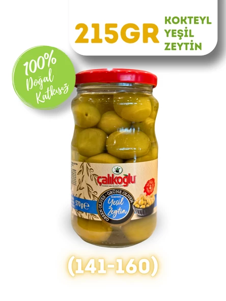Çalıkoğlu Doğal Kokteyl Yeşil Zeytin 215 gr (141-160) ürün görseli 1