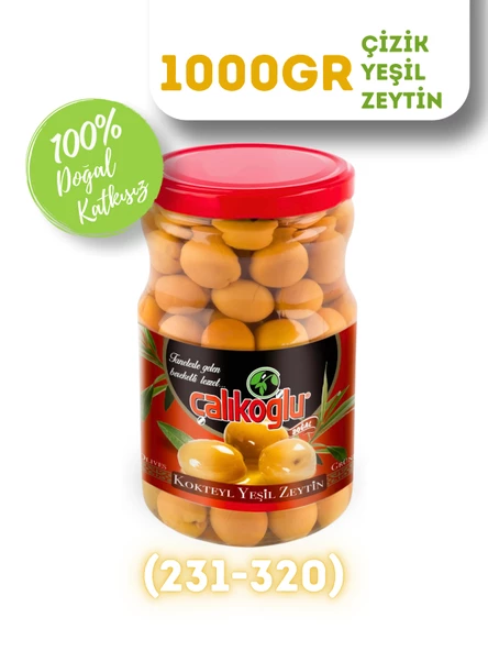 Çalıkoğlu Doğal Çizik Yeşil Zeytin 1 kg (261-290) ürün görseli 1
