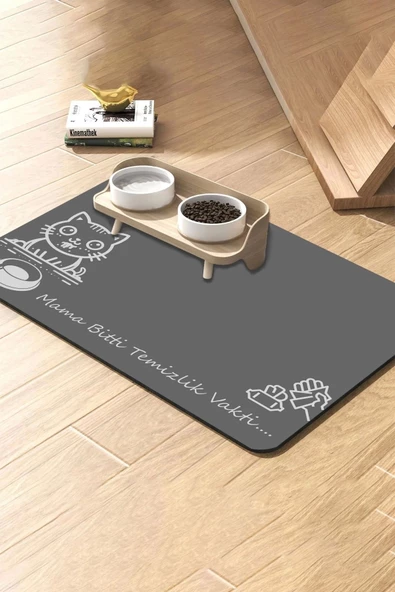 MAtGo Pati Temizlik Vakti Evcil Hayvan Beslenme Matı Kaymaz Sıvı Geçirmez Kedi Köpek Mama Paspası 50x70cm ürün görseli 1
