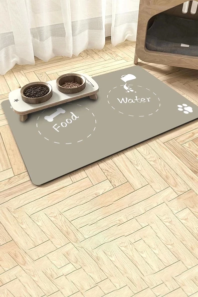 MAtGo Pati Food Water Krem Evcil Hayvan Beslenme Matı Kaymaz Sıvı Geçirmez Kedi Köpek Mama Paspası 50x70cm ürün görseli 1