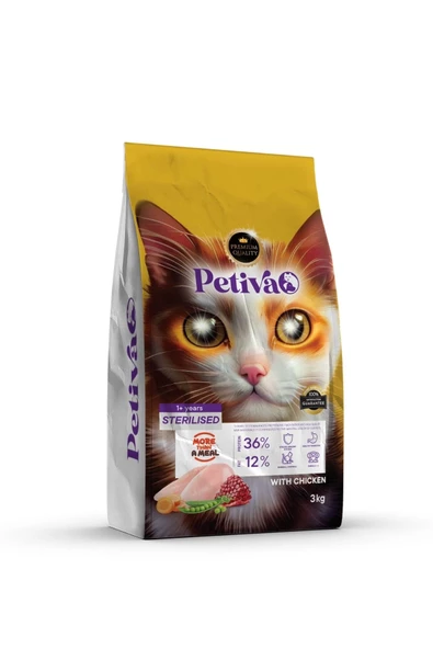 Petiva Yetişkin Tavuklu Kedi Maması 3 Kg ürün görseli 1