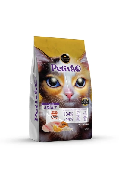 Petiva Yetişkin Balıklı Kedi Maması 3 Kg ürün görseli 1