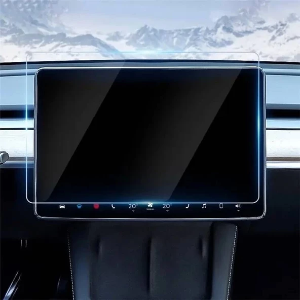 Tesla Model Y Araç Multimedya Temperli Cam Ekran Koruyucu - Resim 4