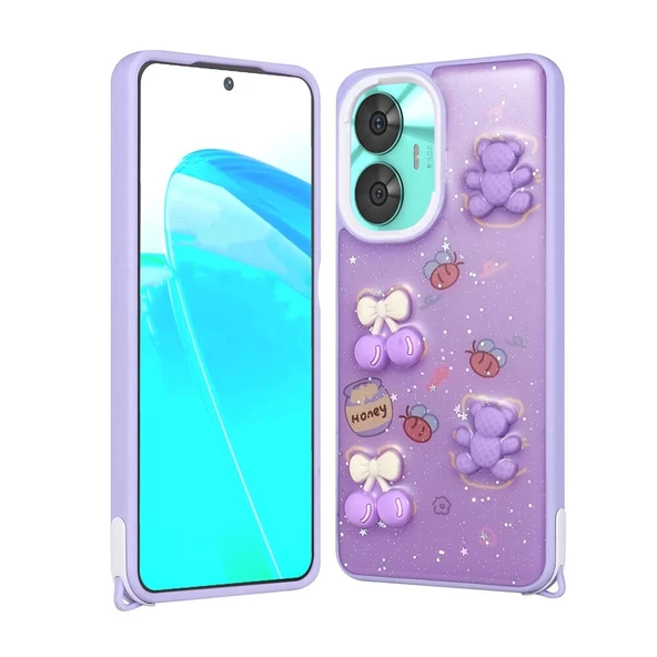 Realme C55 4G Uyumlu  Uyumlu KılıfParlayan Simli Kabartma Figürlü Cevze Kapak ürün görseli 1