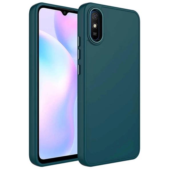 Xiaomi Redmi 9A Uyumlu  Uyumlu KılıfMetal Çerçeve ve Buton Tasarımlı Silikon Luna Kapak ürün görseli 1