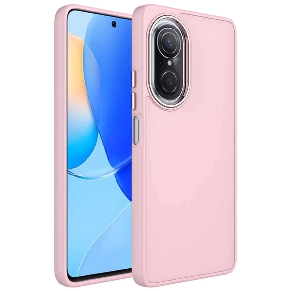 Huawei Nova 9 SE Uyumlu  Uyumlu KılıfMetal Çerçeve ve Buton Tasarımlı Silikon Luna Kapak ürün görseli 1