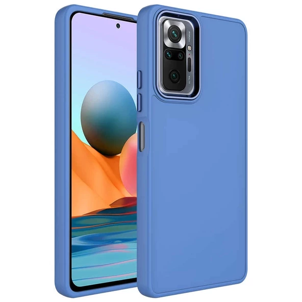 Xiaomi Redmi Note 10 Pro Uyumlu  Uyumlu KılıfMetal Çerçeve ve Buton Tasarımlı Silikon Luna Kapak ürün görseli 1