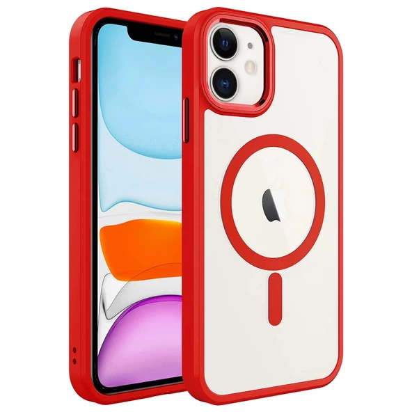 iPhone 11 Uyumlu  Uyumlu KılıfWireless Şarj Özellikli Krom Magsafe Silikon Kapak ürün görseli 1