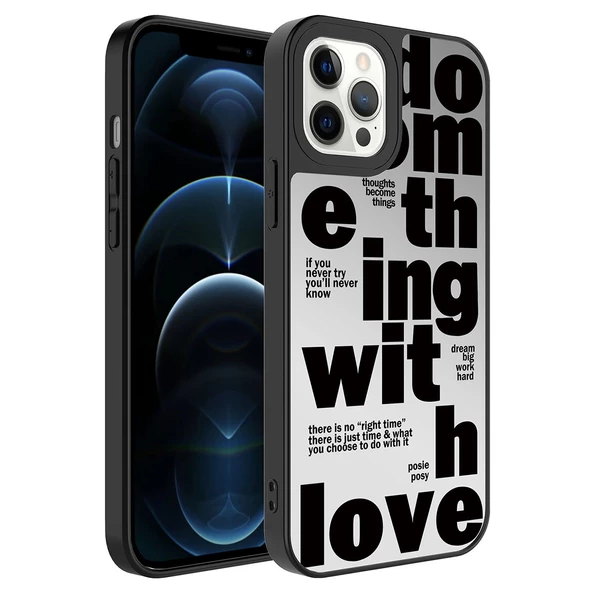 iPhone 12 Pro Uyumlu  Uyumlu KılıfAynalı Desenli Kamera Korumalı Parlak Mirror Kapak ürün görseli 1