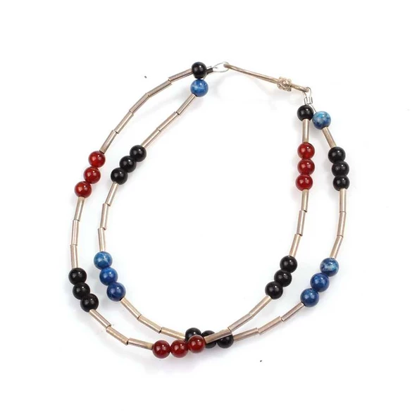 925 Ayar Gümüş Lapis, Garnet ve Onix Taşlı Şarnel Bileklik ürün görseli 1