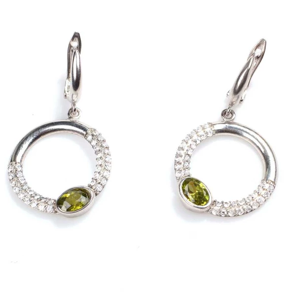 925 Ayar Gümüş Peridot & Zirkon Taşlı Küpe ürün görseli 1