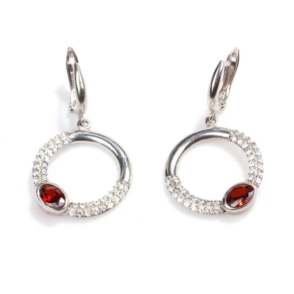 925 Ayar Gümüş Garnet & Zirkon Taşlı Küpe ürün görseli 1