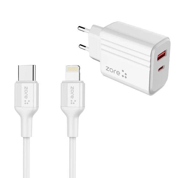 Apple İphone Uyumlu Qualcomm 3.0 Teknolojisi 20W Type-C to Lightning 2in1 PD Şarj Seti ürün görseli 1