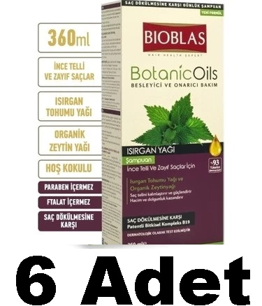 Bioblas Botanic Oils Isırgan Yağlı Saç Dökülmesine Karşı Şampuan 360 ml 6 Adet ürün görseli 1